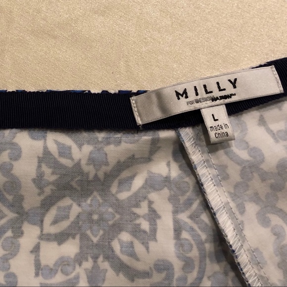 C1 Milly White & Blue print skirt Lg - Picture 5 of 5